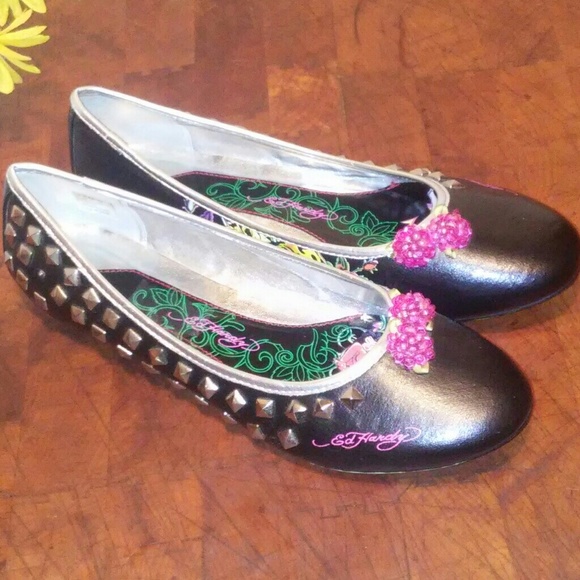Ed Hardy Shoes - Ed Hardy studded flats NWOT